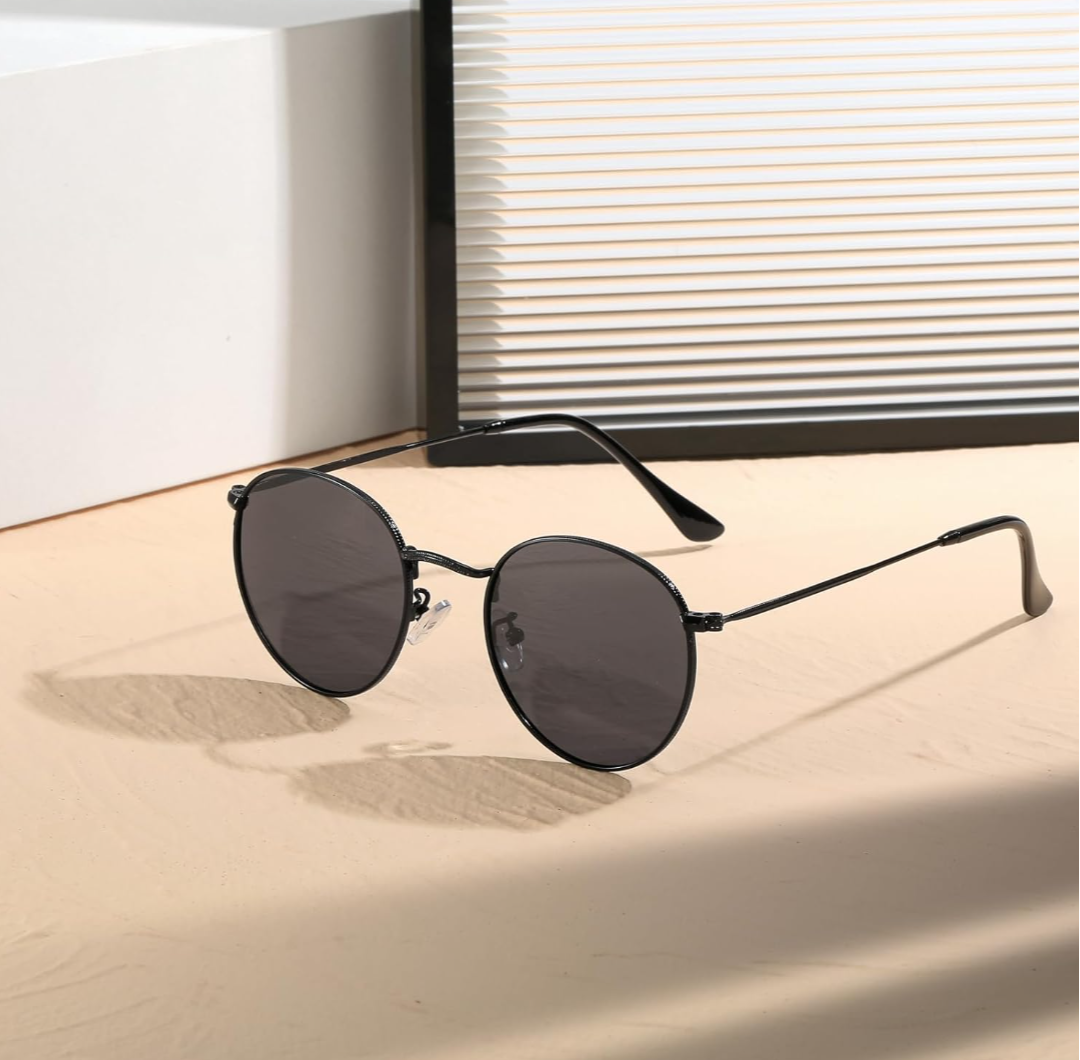 Unisex Polarised Round Sunglasses (Black)_1