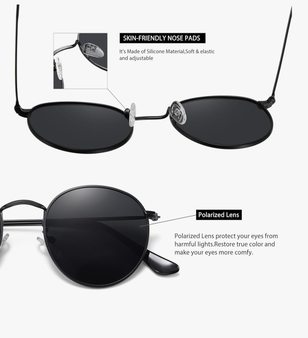 Unisex Polarised Round Sunglasses (Black)_3