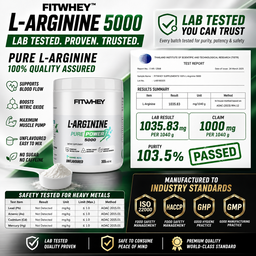FITWHEY L-Arginine 5000 Pure Powder 300g | Pump & Nitric Oxide Support | No Stim