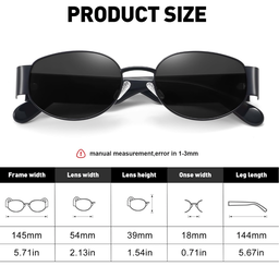 Retro Vintage Oval Sunglasses (Black)