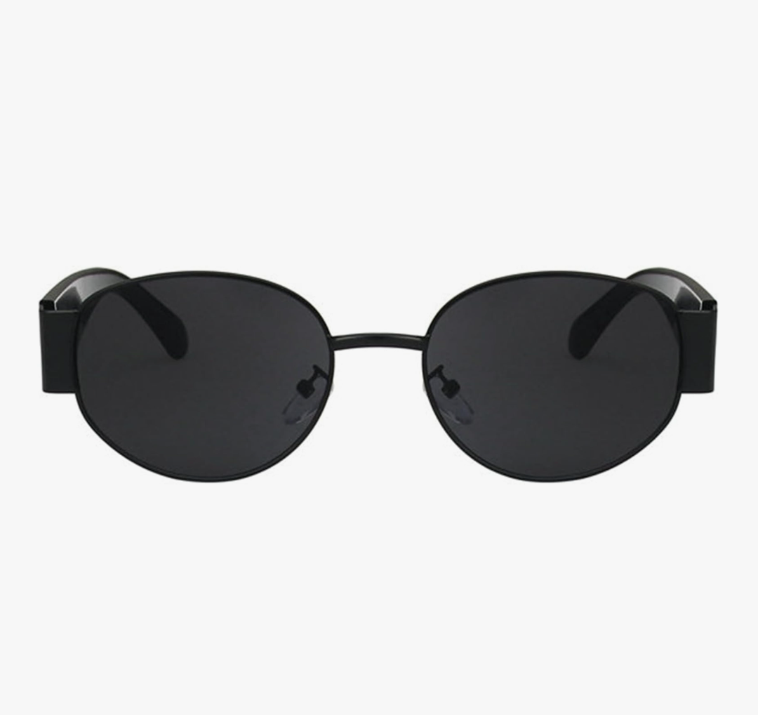 Retro Vintage Oval Sunglasses (Black)_1