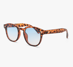 Retro Round Sunglasses (Leopard/Blue)