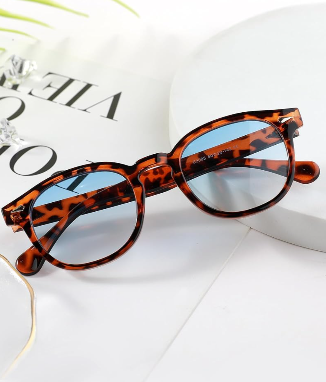 Retro Round Sunglasses (Leopard/Blue)_1