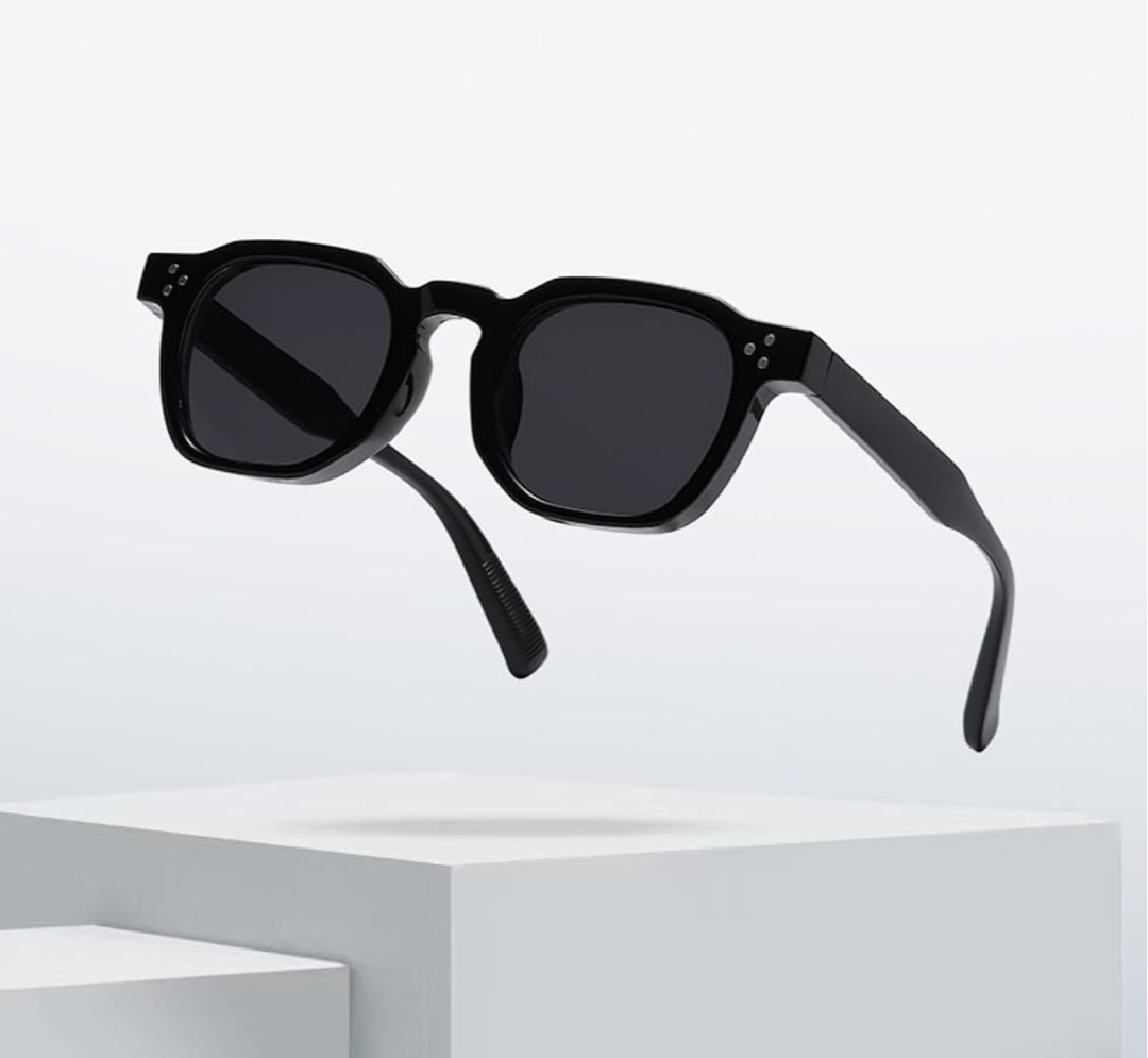 Retro Square Sunglasses (Black)_2
