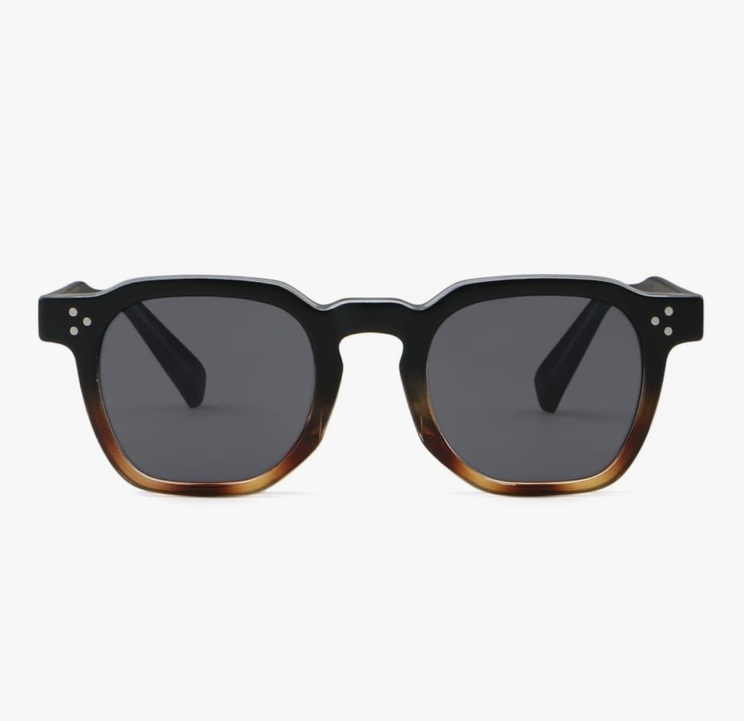 Retro Square Sunglasses (Black/Tea)_1