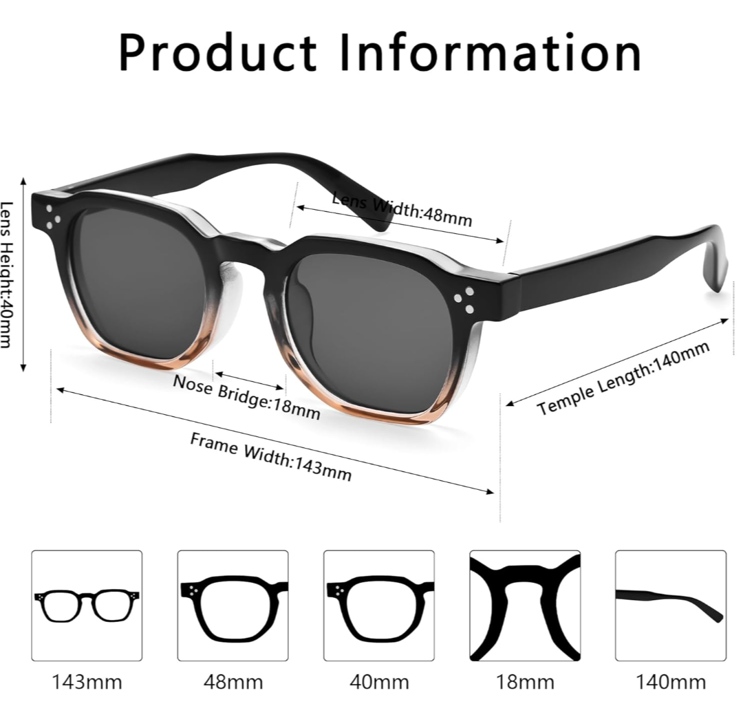 Retro Square Sunglasses (Black/Tea)_3