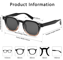 Retro Square Sunglasses (Black/Tea)