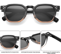 Retro Square Sunglasses (Black/Tea)