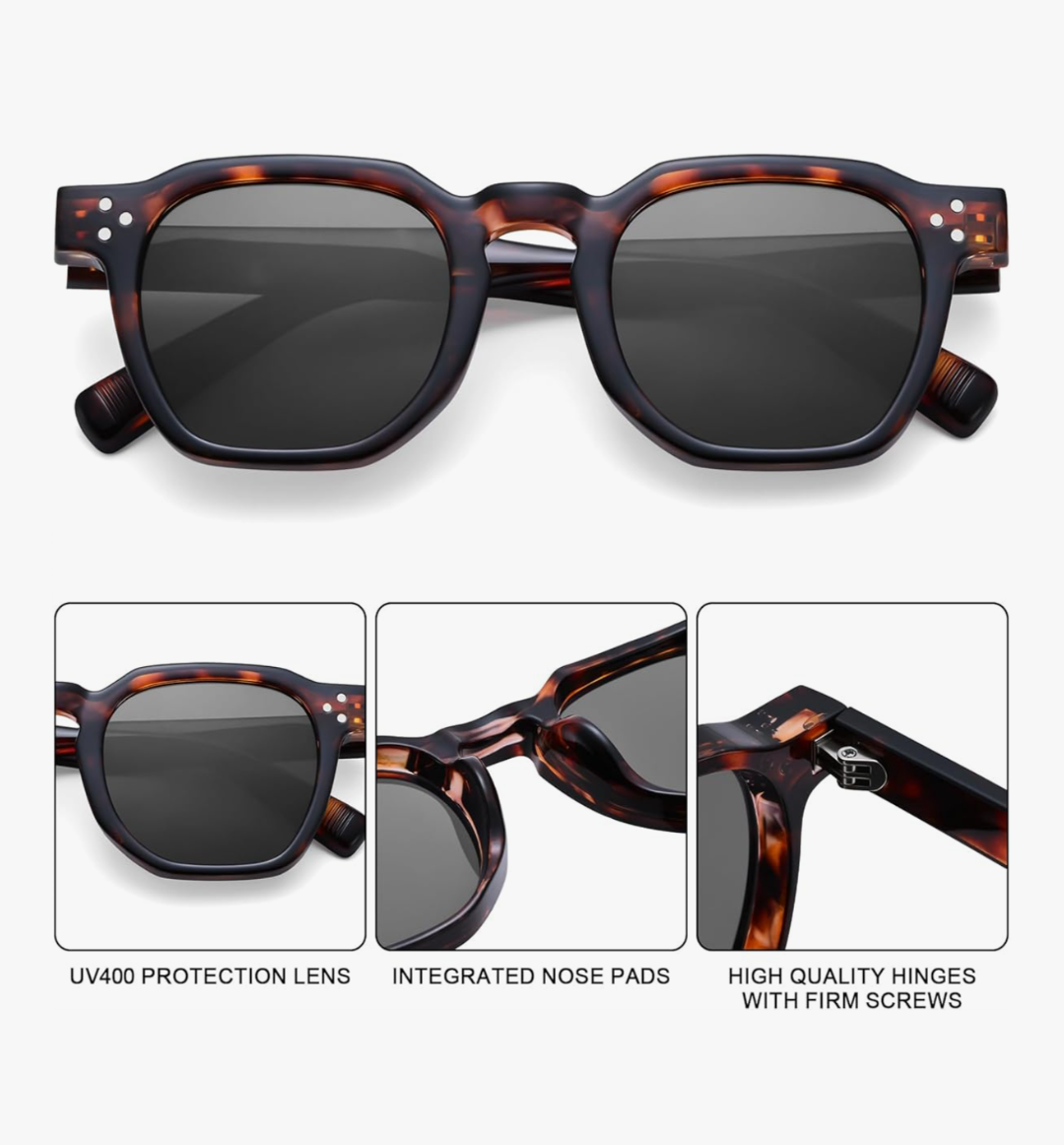 Retro Square Sunglasses (Black/Tortoise)_2