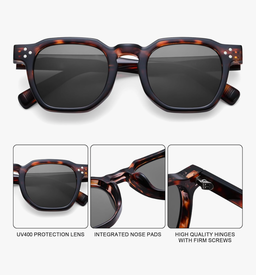 Retro Square Sunglasses (Black/Tortoise)