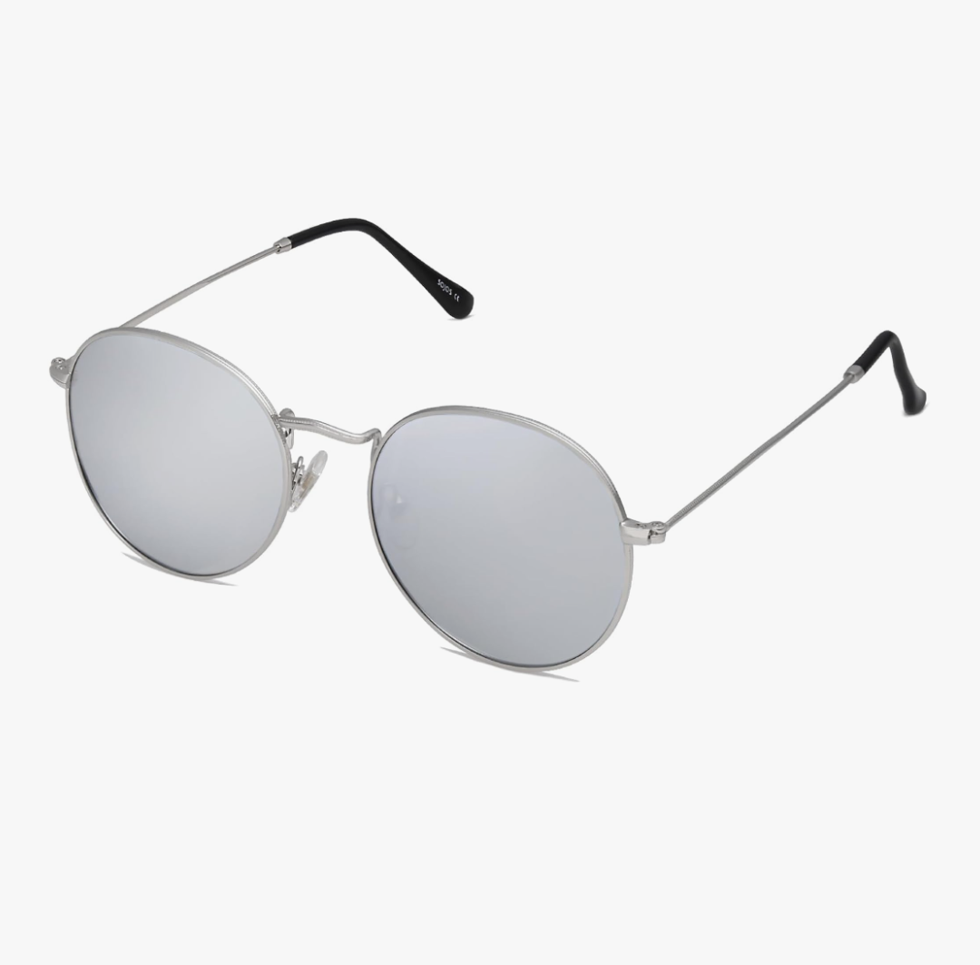 Unisex Polarised Round Sunglasses (Silver)