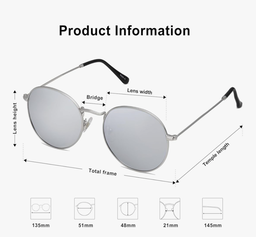 Unisex Polarised Round Sunglasses (Silver)