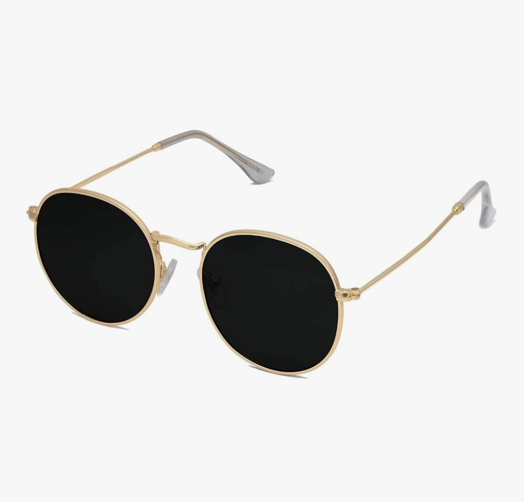 Unisex Polarised Round Sunglasses (Gold/Grey)_0