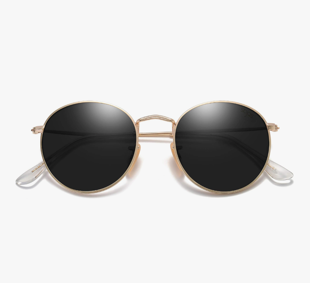 Unisex Polarised Round Sunglasses (Gold/Grey)_1