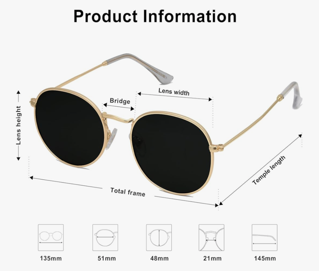 Unisex Polarised Round Sunglasses (Gold/Grey)_3