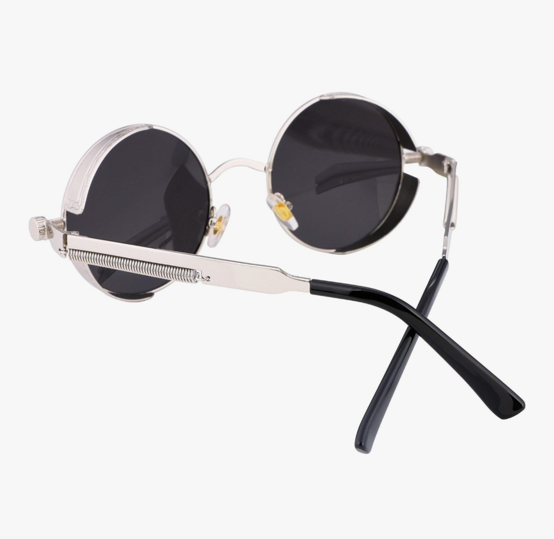 Retro Steampunk Round Sunglasses (Silver)_2