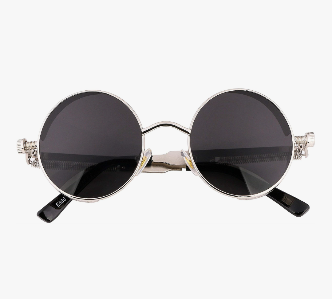 Retro Steampunk Round Sunglasses (Silver)_1
