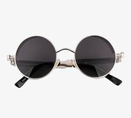 Retro Steampunk Round Sunglasses (Silver)