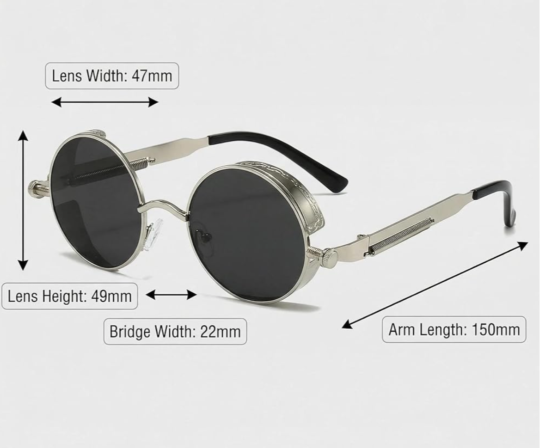 Retro Steampunk Round Sunglasses (Silver)_3