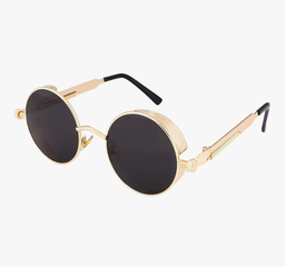 Retro Steampunk Round Sunglasses (Gold)
