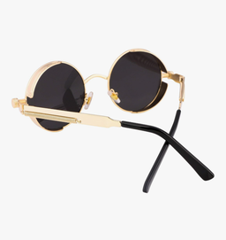 Retro Steampunk Round Sunglasses (Gold)