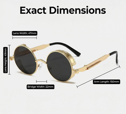 Retro Steampunk Round Sunglasses (Gold)