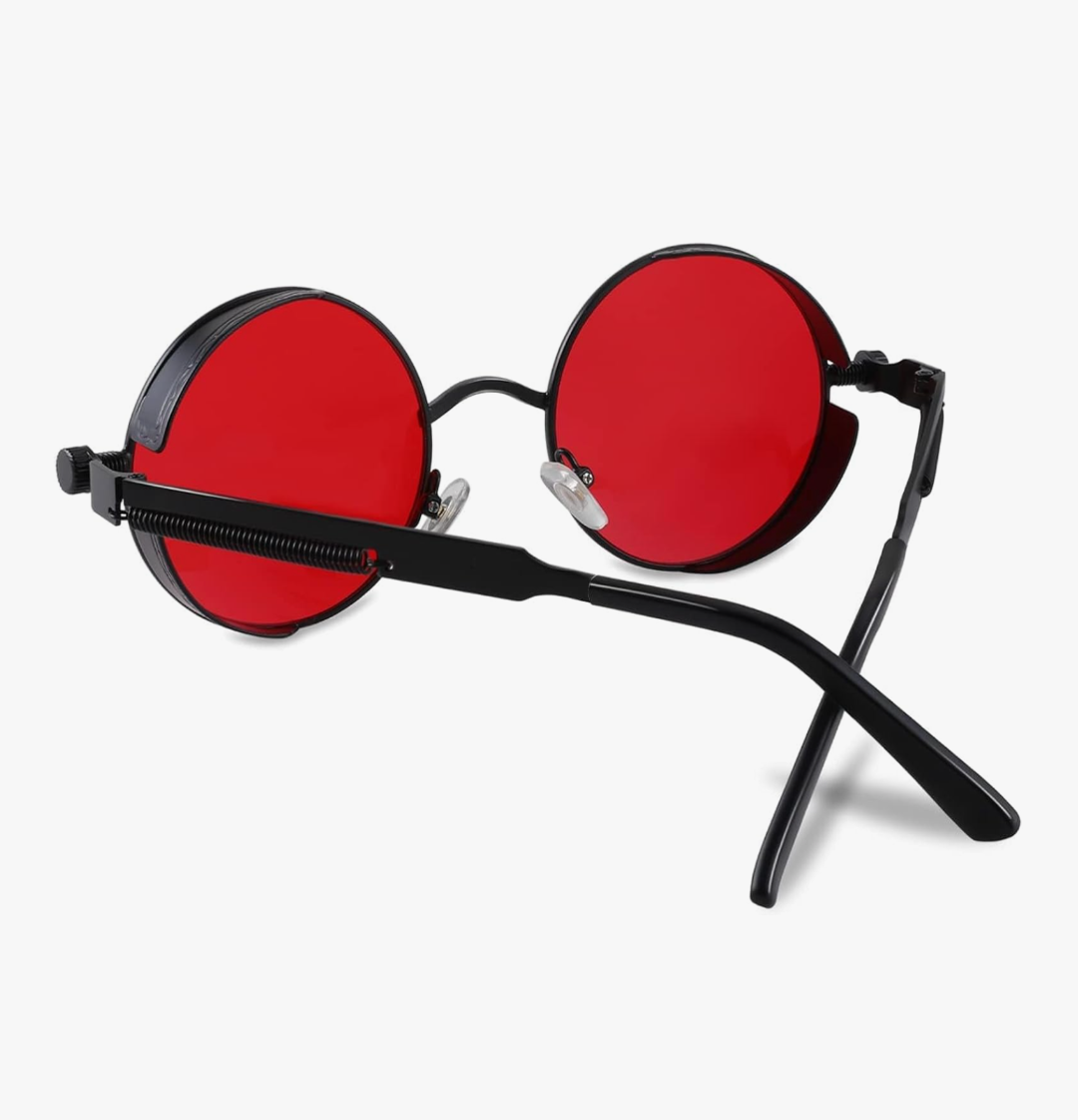 Retro Round Steampunk Sunglasses (Black/Red)_1