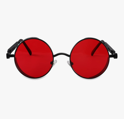 Retro Round Steampunk Sunglasses (Black/Red)