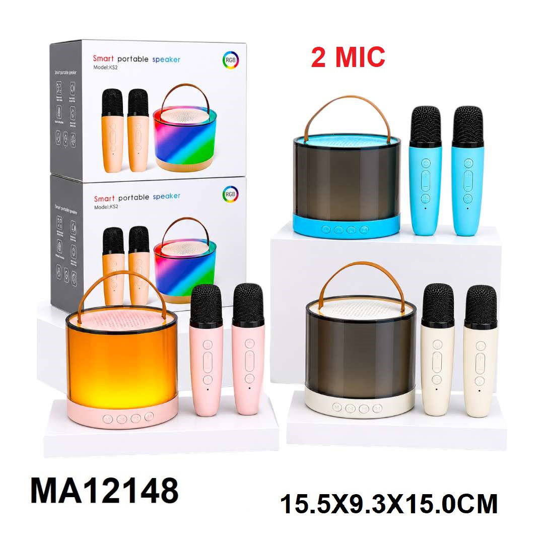 SPEAKER LED AMBIENT W/BLUETOOTH USB & 2 MICRO KARAOKE _0