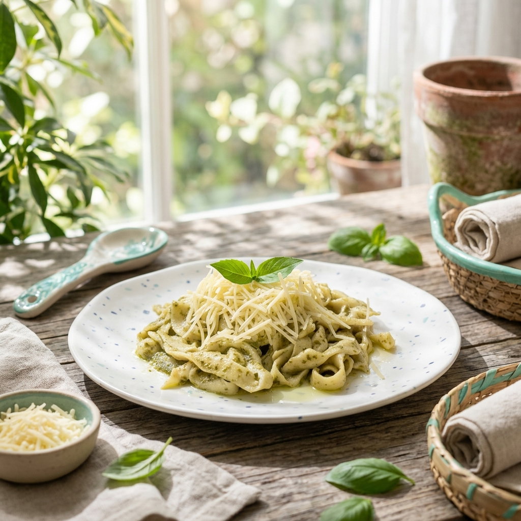 Pasta al Pesto de Albahaca