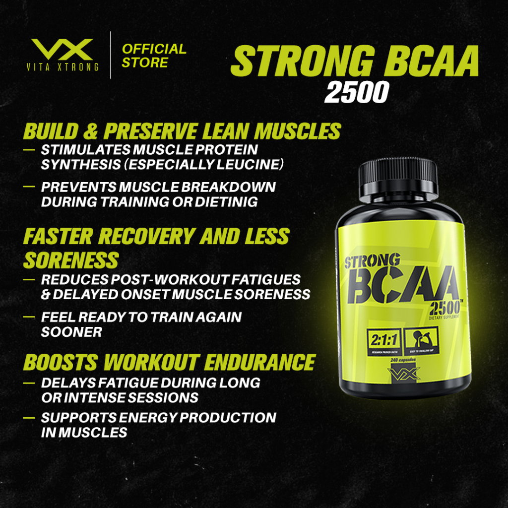 VITAXTRONG Strong BCAA 2500™ (240 / 480 capsules) | Muscle Recovery, Muscle Growth, Reduce Soreness [VX]_11