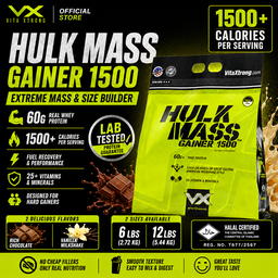 VITAXTRONG™  Hulk Mass Gainer 1500 (12lbs / 5.4kg) | 60g Real Whey Protein • 1500+ kcal High-Calorie Mass Builder • Lab-Tested • No Amino Spiking | Weight Gain & Muscle Growth [VX]