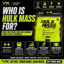 VITAXTRONG™  Hulk Mass Gainer 1500 (6lbs / 2.7kg) | 60g Real Whey Protein • 1500+ kcal High-Calorie Mass Builder • Lab-Tested • No Amino Spiking | Weight Gain & Muscle Growth [VX]