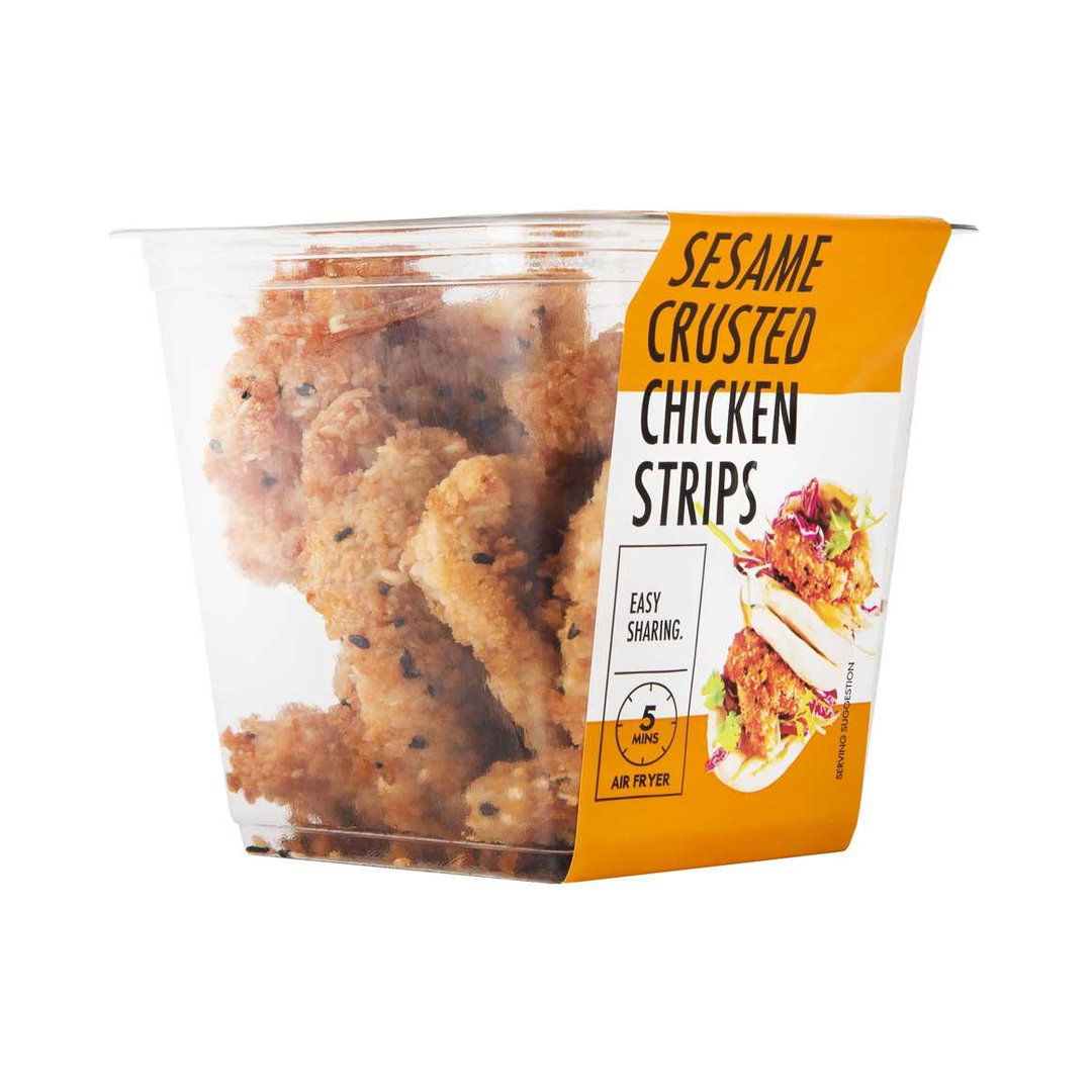 Sesame crusted chicken strips 