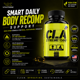 VITAXTRONG™ CLA Xtreme 1500mg (90 Capsules) | Non-Stim Fat Metabolism Support • Lean Muscle • Fat Burn & Loss [VX]