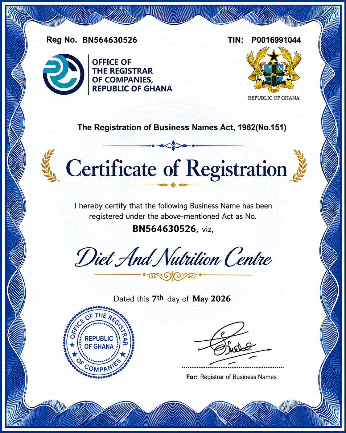 Our Certificate of Registration  _0