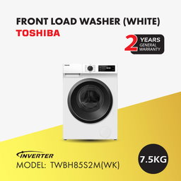 TOSHIBA INVERTER FRONT LOAD WASHING MACHINE 7.5KG (TWBH85S2M(WK))