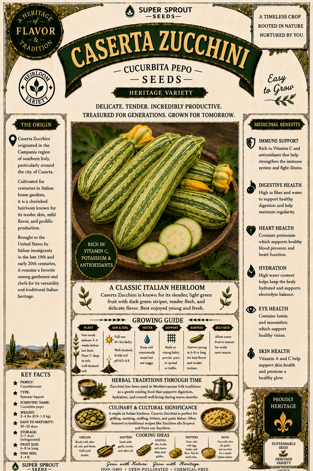 🥒CASERTA ZUCCHINI0🥒 x 10 seeds_1