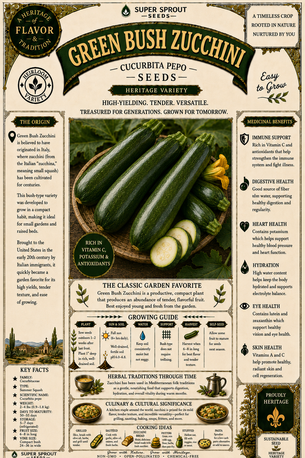 🥒GREEN BUSH ZUCCHINI 🥒 x 10 seeds_1