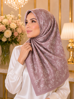 De Jardin Scented Japan Voile Square Scarf in Rosy Oat