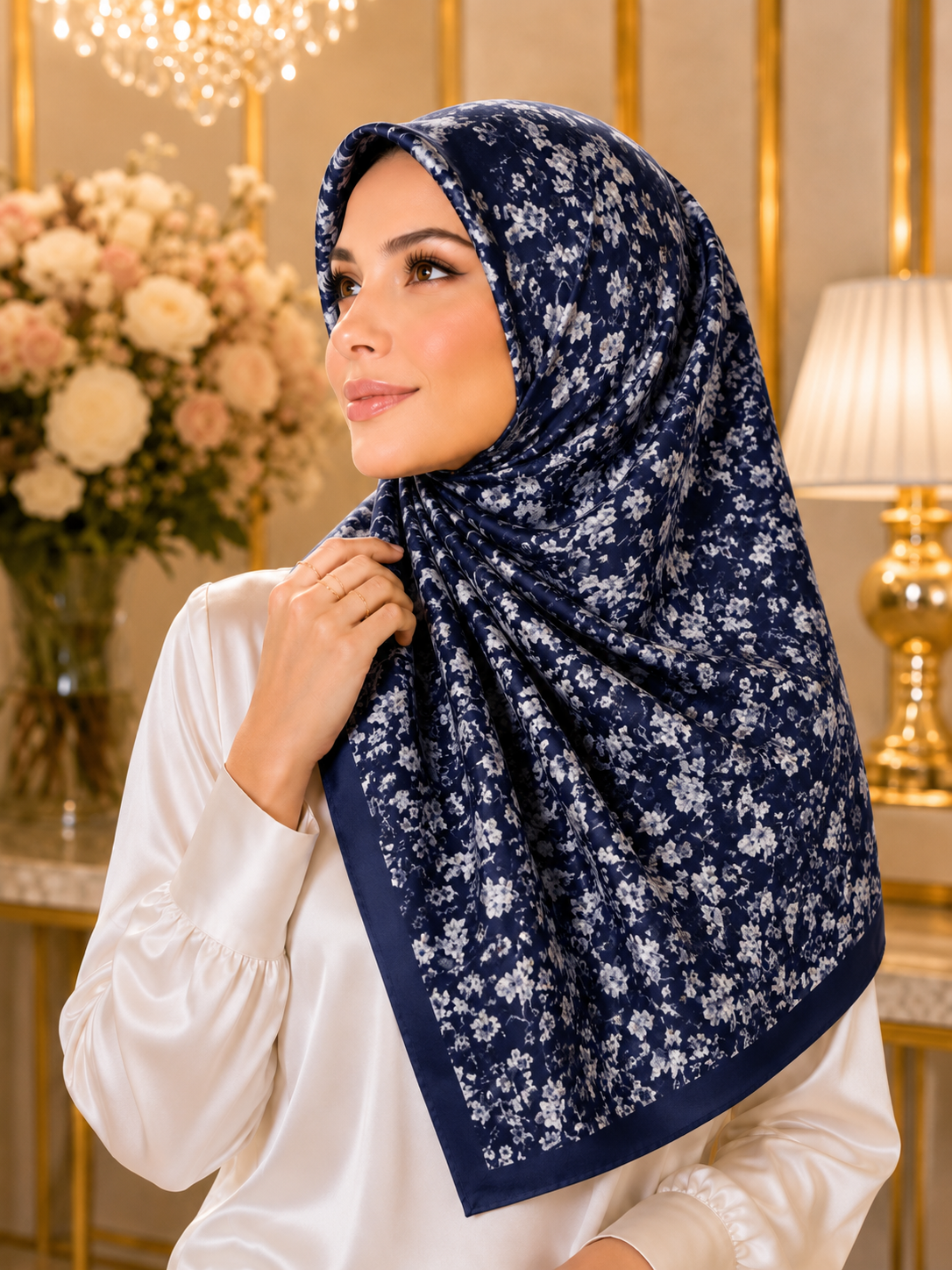 Delight Scented Japan Voile Square Scarf in Sapphire_2