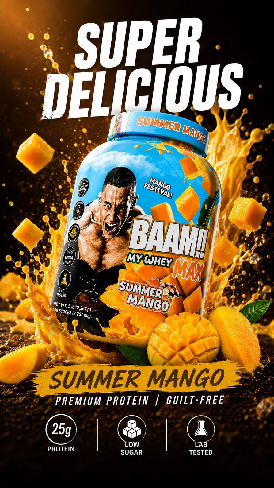 BAAM!!™ My Whey MAX Whey Protein (5lbs / 2.3kg) | 25g High-Quality Whey Protein • Lab-Tested • Low Sugar • Muscle Recovery • Limited Edition Delicious Flavors_8
