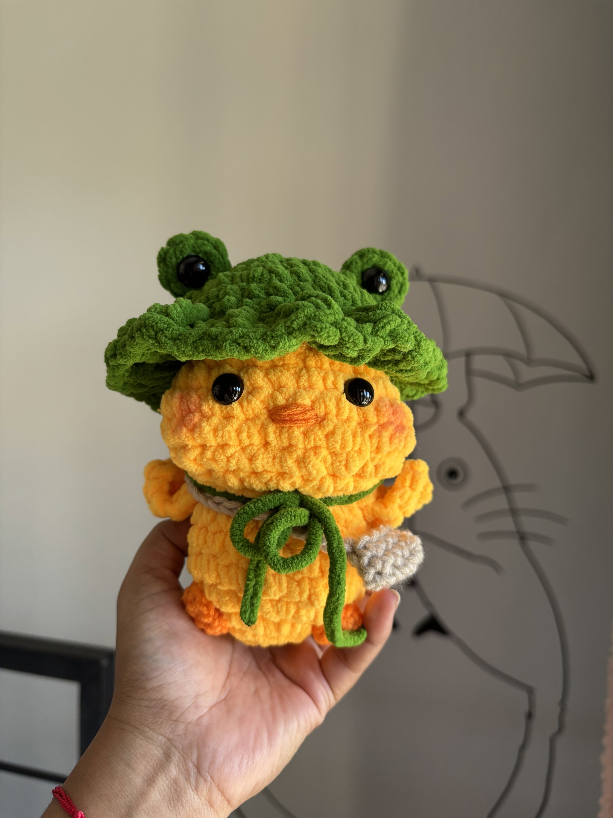 Duckie with frog hat plushie_2