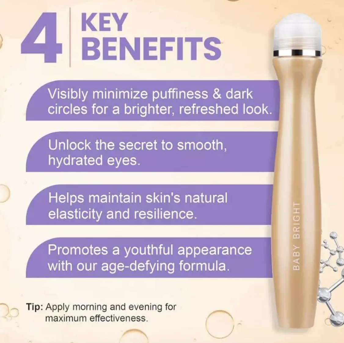 Baby Bright - Eye Roller 15ml (x5 HYA & Peptide Firming) | Wholesale Makeup Singapore_4