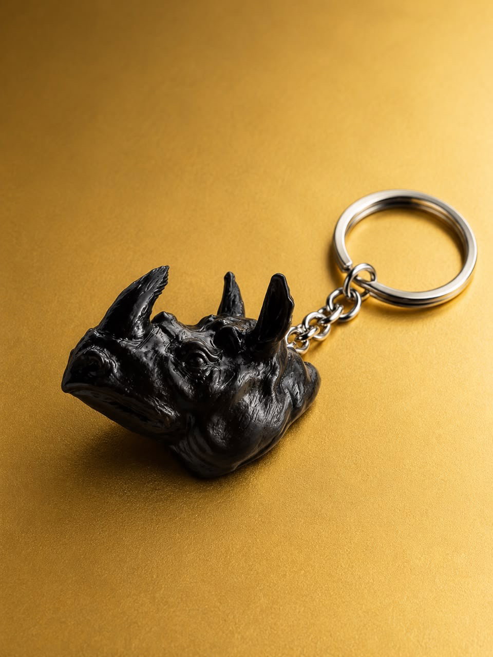 Rhino Bust Key Chain