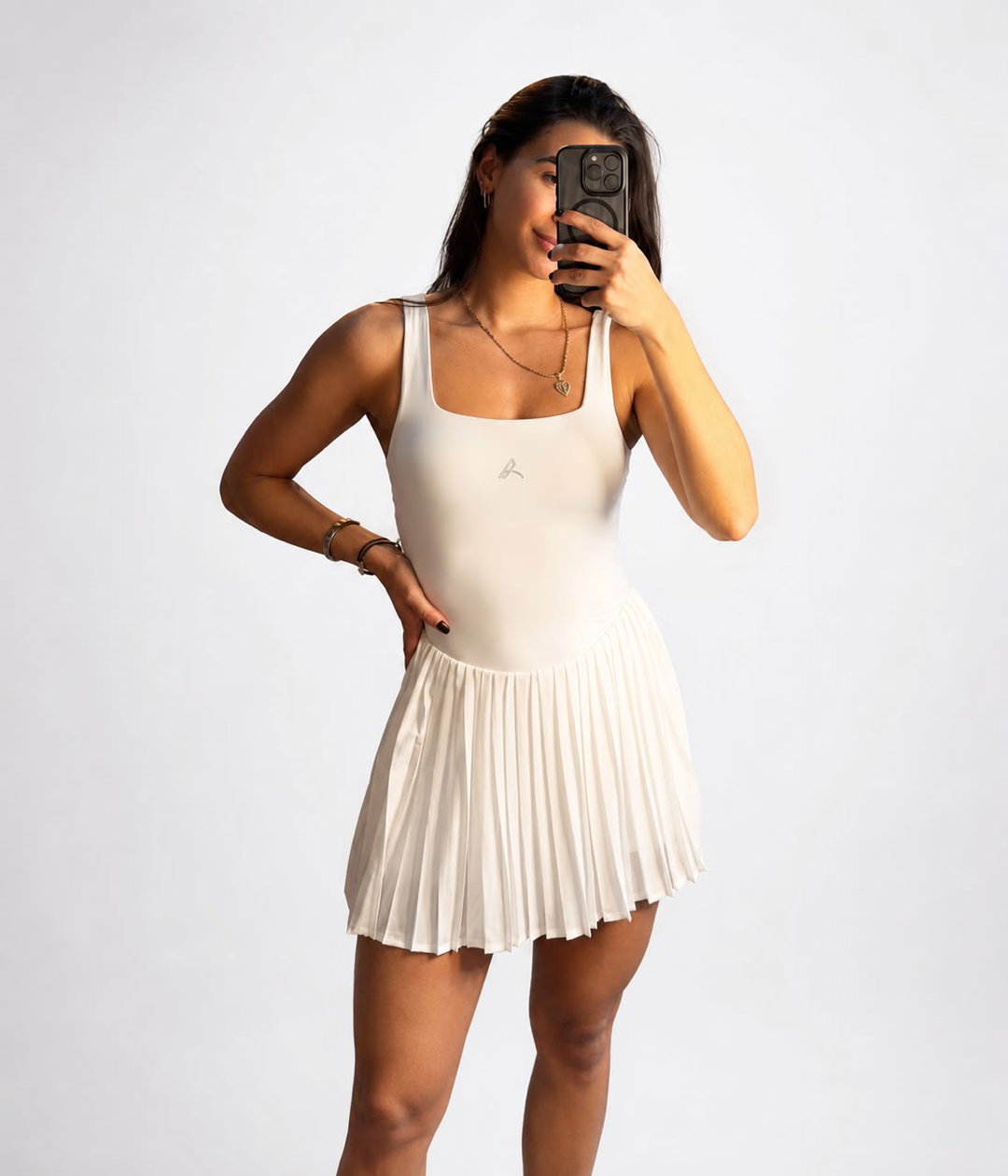 Vestido blanco plisado