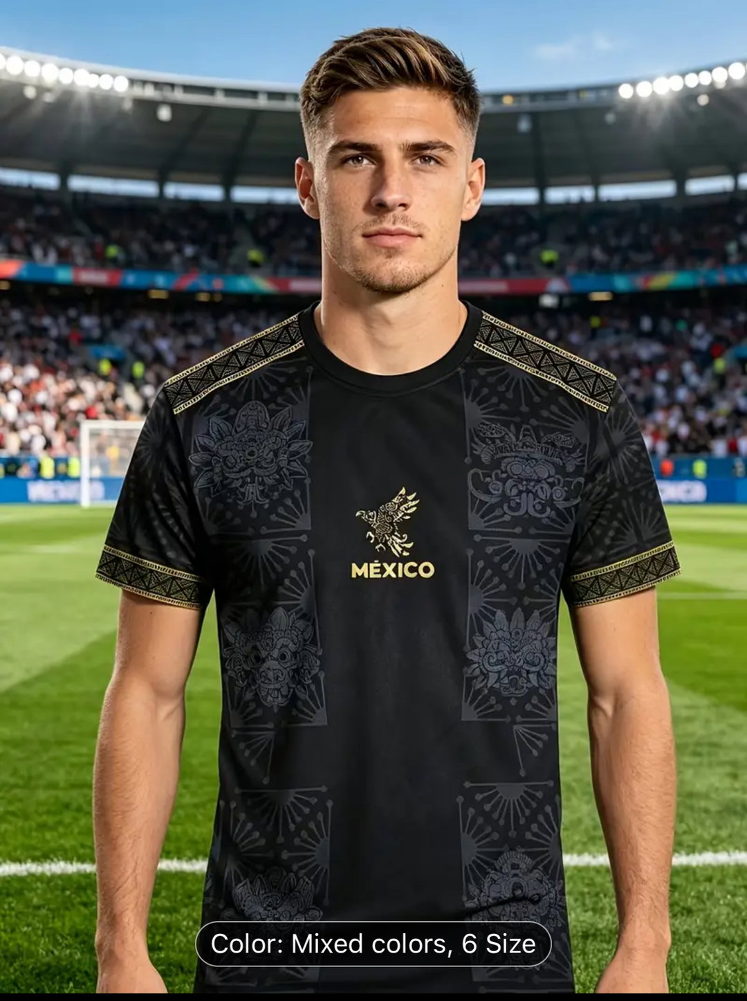 Mexican Men'S Soccer Training Breathable Athletic T-Shirt - Youth Round Neck Casual Fitness Top - Game Day Jersey - Lightweight Breathable Fabric - Trendy Versatile - Casual Wear - Men'S T-Shirt