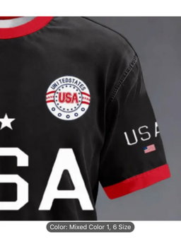 Men'S Casual Athletic Short Sleeve T-Shirt, American Flag Pattern Print, Regular Fit, Machine Washable, Not Dry Clean, Suitable for Daily Casual Athletic Wear
