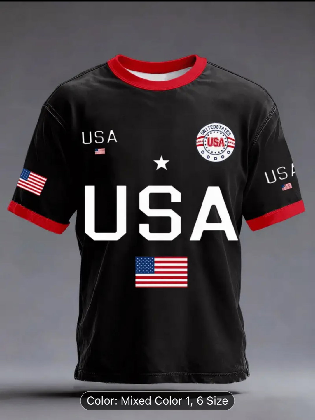 Men'S Casual Athletic Short Sleeve T-Shirt, American Flag Pattern Print, Regular Fit, Machine Washable, Not Dry Clean, Suitable for Daily Casual Athletic Wear