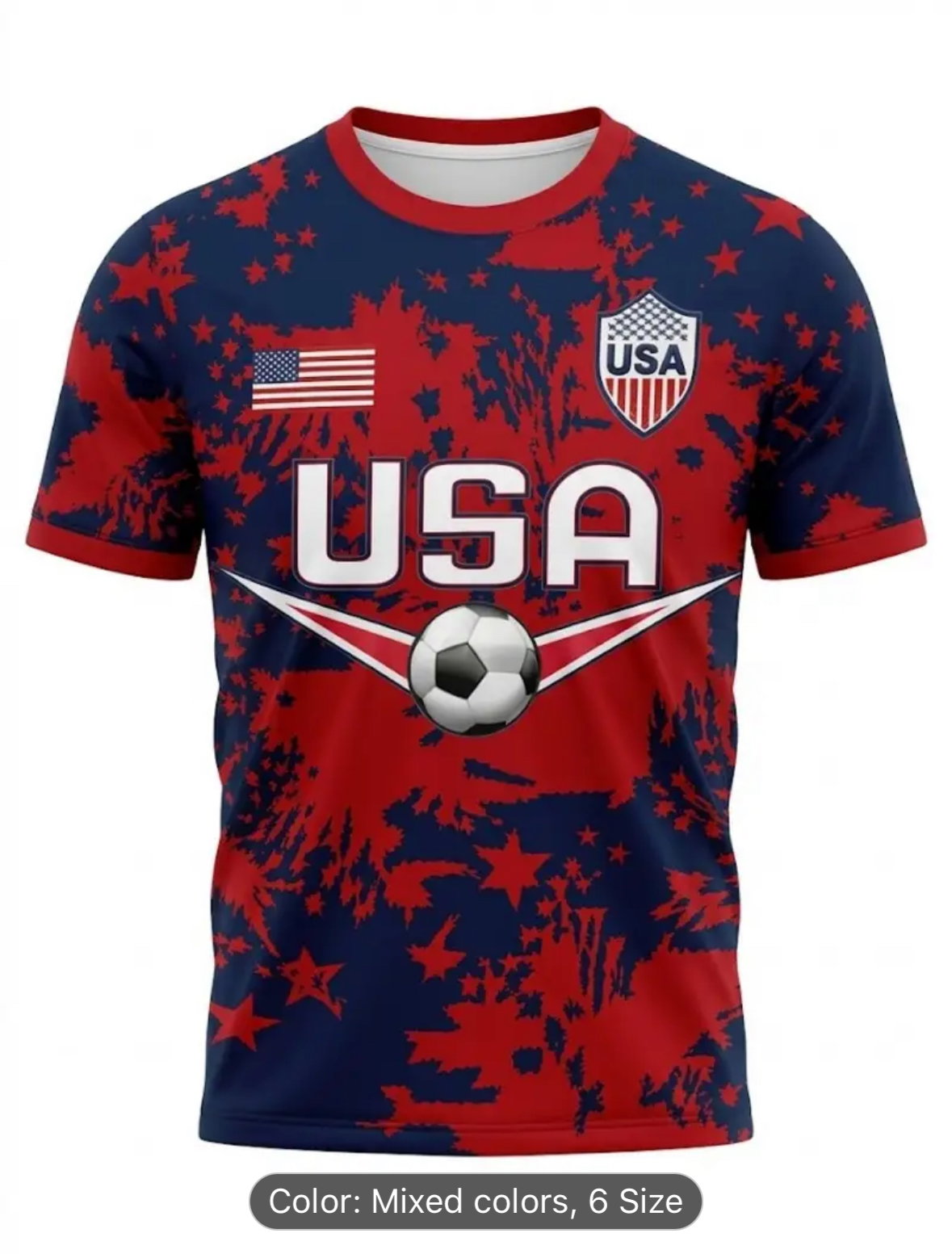 Men'S USA Soccer All Over Print T-Shirt, Patriotic Sports Tee_1